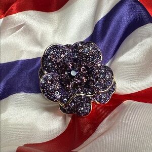 Joan Rivers Flower Statement Sparkle Cocktail Ring - Purple and Gold Tone Size 6